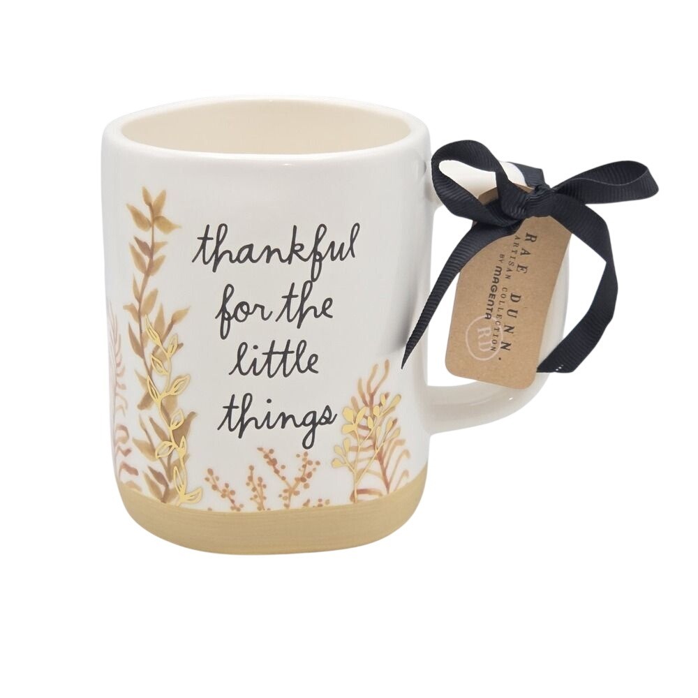 Rae Dunn Thankful for the Little Things Mug 16oz Fall Thanksgiving Kitchen Decor